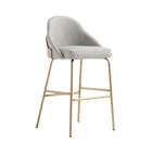 Manhattan Comfort Gracie 22" Modern Leatherette Upholstered Barstool - Stone and Gold - 2 Pack-Weight Capacity: 275 Lbs. Each