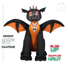 GEMMY Airblown Inflatable Halloween Winged Black/Orange Dragon - 37"-Deflates for easy storage