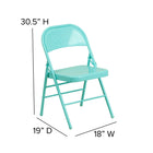 Flash Furniture HERCULES COLORBURST Series Tantalizing Teal Triple Braced & Double Hinged Metal Folding Chair-Designed for Commercial Use