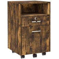 Vinsetto 2-Drawer Letter/A4 Filing Cabinet with Lock - Rustic Brown-Great storage to make your office, study, or bedroom tidy
