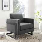 Modway Posse Upholstered Fabric Accent Chair - Black Charcoal-Polyester Fabric Upholstery