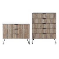 Manhattan Comfort DUMBO Modern Dresser Set and 5-Drawer Tall Dresser Set - White/Grey-Modern-Contemporary with a taste of Glam Bedroom Dresser Set. Includes 1 Standard Dresser and 1 Tall Dresser.