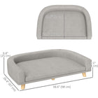 PawHut Dog Sofa with Washable Cover and Anti-slip Foot Pads - Grey-MDF frame ensures longevity and sturdiness for daily use 