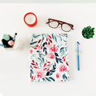 Blueline NotePro Fashion Collection Hardcover Notebook - 9-1/4" x 7-1/4" - Tranquil Blooms-Self-adhesive tabs, index sheet, storage pocket