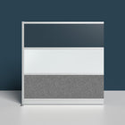 Luxor Modular Wall Extension with Whiteboard - 70" W x 70" H - Wide Grey Frame, Frosted Acrylic, Cool Grey PET-Enhances light flow while reducing distractions