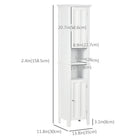 Kleankin Tall Bathroom Storage Cabinet with Shelves - White-Anti-tipping design ensures safety  