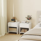 HOMCOM Nightstand with Drawer and Open Shelf - White - Set of 2-Combines a drawer and shelf, keeping your bedside tidy and organized
