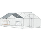 PawHut Large Metal Chicken Coop with Waterproof Cover - 9.8' x 19.7' x 6.4' - Silver-Spacious 194 sq. ft (18 m²) area comfortably accommodates 18-24 chickens 