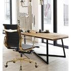 Plata Import Antoni Office Chair PU Leather Upholstery Low Back Gold Frame - Black-Aluminum Frame Construction