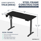 MotionGrey Ergo2 Adjustable Electric Standing Desk with Memory Settings - 55" x 24" - Black Top - Black Frame-Extended Height Range - The standing desk features an extended height range. The MG keypad can set preferred sitting and standing heights, simply press the saved setting to return to that position.