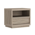 Manhattan Comfort Navis 26" Contemporary 1-Drawer Nightstand - Natural Oak-Smooth drawer glides ensure effortless opening and closing