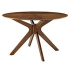 Modway Crossroads 47" Round Wood Dining Table - Walnut-Mid Century Modern Table