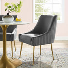 Modway Discern Pleated Back Upholstered Performance Velvet Dining Chair - Grey-Velvet Polyester Upholstery