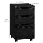 HOMCOM Mobile 3-Drawer Letter/A4 Filing Cabinet on Wheels - Black Wood Grain-4 smooth-rolling casters with two locking brakes   
