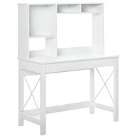 HOMCOM 41.3" Computer Desk with Storage - White-Three shelves and two open compartments enhance storage capacity