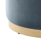 Modway Tilden Large 23" Round Performance Velvet Upholstered Ottoman - Cadet Blue/Natural-Weight Capacity: 506 lbs.