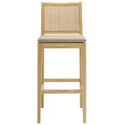 Modway Ovard Wood and Rattan Bar Stool - Natural-Fully Assembled