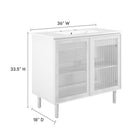 Modway Calla 36" Perforated Metal Bathroom Vanity - White-Wood Grain Laminate