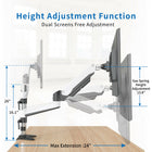 ShoppingAll Fully Adjustable Pneumatic Dual Gas Spring Monitor Desk Clamp Mount - White-Fully adjustable desk mount can be fixed by C-clamp (max thickness 3.35") OR grommet installation (max thickness 2.36") on any working surface