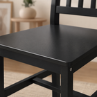 HOMCOM Kitchen Chairs with Pine Slat Back Wood Frame - Black - 2 Pack-Colour: Black
