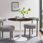 Modway Lippa 36" Round Wood Dining Table - White Cherry Walnut-Chip-Resistant Metal Pedestal Base
