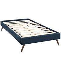 Modway Loryn Fabric Twin Bed Frame with Round Splayed Legs - Azure-Solid Wood Frame