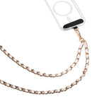 Evry Universal Metallic Chain & Vegan Leather Crossbody Phone Strap - White & Gold-Compatible with all smatphones
