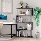 HOMCOM 5-Tiers Geometric Wooden Bookcase for Living Room - Black-Sert à la fois de bibliothèque ou de séparateur de pièce grâce à son design ouvert à l’arrière 