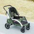 PawHut Foldable Pet Stroller for Dogs - Dark Green-Smooth ride with large wheels and shock-absorbing frame 