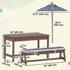 Qaba Kids Picnic Table, Wooden Table & Bench Set with Umbrella & Cushions - Blue-Fir wood construction provides durability and longevity
