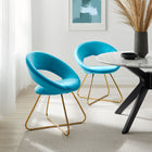Modway Nouvelle Performance Velvet Dining Chair - Gold/Blue - 2 Pack-Glam Deco Accent Chairs