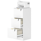 HOMCOM 3-Drawer Fluted Vertical Letter/A4 Filing Cabinet with Lock - White-Three file drawers fit A4 or letter-size folders
