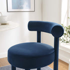 Modway Toulouse Performance Velvet Bar Stool - Midnight Blue Gold-Dense Foam Padding