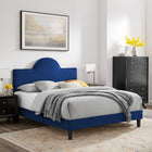 Modway Soleil Performance Velvet Full Bed - Navy-Wood Slat Support System