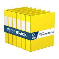 Davis Group Premium Economy Binder - D Ring - 1.5" - Yellow - 6 Pack-3 Ring Binder