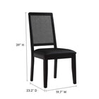 Modway Arlo Vegan Leather Upholstered Faux Rattan and Wood Dining Side Chairs - Black - 2 Pack-Vegan Leather Upholstery