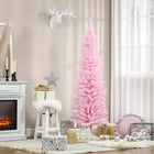 HOMCOM 6' Pencil Artificial Christmas Tree - Pink-Realistic branches give a full and lush look to the tree 