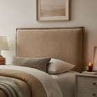 Modway Camille Upholstered Linen Blend Twin Size Headboard - Almond-Padded Pillow Design
