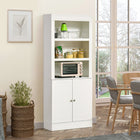 HOMCOM 72" H Kitchen Pantry, Buffet Hutch, and Bookcase Cabinet - White-This bookcase can also be a good space for all your favorite books 