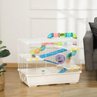 PawHut 31" Large Hamster Cage with Tunnel Tube System - White-Includes a hut on the perch, water bottle, food dish, ramps and exercise wheel