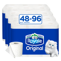 Royale Original Toilet Paper - 48 Rolls-Pack includes 48 rolls of soft & strong bathroom tissues with 242 Tissues per roll, 11616 Toilet tissue sheets in total