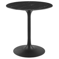 Modway Lippa 28" Round Faux Marble Dining Table - Black-Modern Dining Table