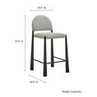 Modway Hayley Upholstered Fabric Counter Stool - Black Camel-Arched Half-Moon Backrest