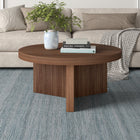 Hudson&Canal Holm 32"W Round Coffee Table - Satin Walnut-Product Dimensions: 32" L x 32" W x 15" H