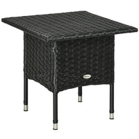 Outsunny 20" Patio Wicker Coffee Table with Plastic Board Underneath the Woven Tabletop - Black-Classic design blends seamlessly with your patio, garden, or pool