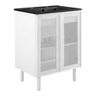Modway Calla 24" Perforated Metal Bathroom Vanity - Black/White-Perforated Metal Doors