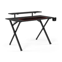 Emerge Vizon 47" Gaming Desk - Black-Black and carbon fiber laminate gaming desk
