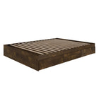 Nexera 3-Drawer Storage Bed Frame - Full Size - Truffle-3 drawers mounted on metal slides that can be installed on the left or the right side of the bed, at your convenience