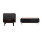 Manhattan Comfort Duane Mid-Century Modern End Table and Coffee Table - Dark Brown and Black - Set of 2-Mid-Century Modern End Table and Coffee Table Set for Living Room Use