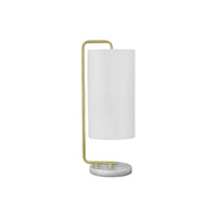 Monarch Specialties 20" H Contemporary Table Lamp - White Marble / Ivory / Cream Shade-Bring contemporary design to your space with this stylish and trendy 20"h table lamp with a sleek gold metal arm resting on a white marble base, topped with a cylinder ivory fabric shade, adding a classic yet modern touch in a living room, office, or bedroom